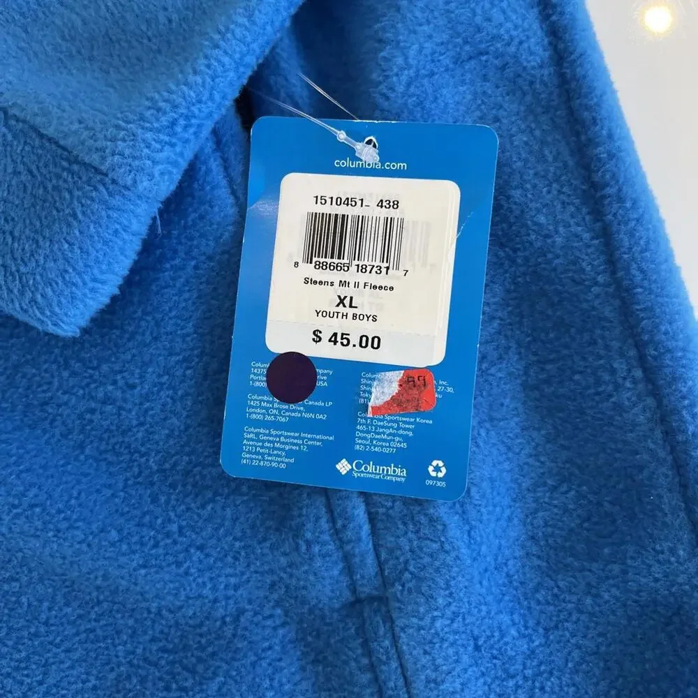 $45 COLUMBIA Big Boys Steen's Mountain II Fleece Size XL Blue Jacket